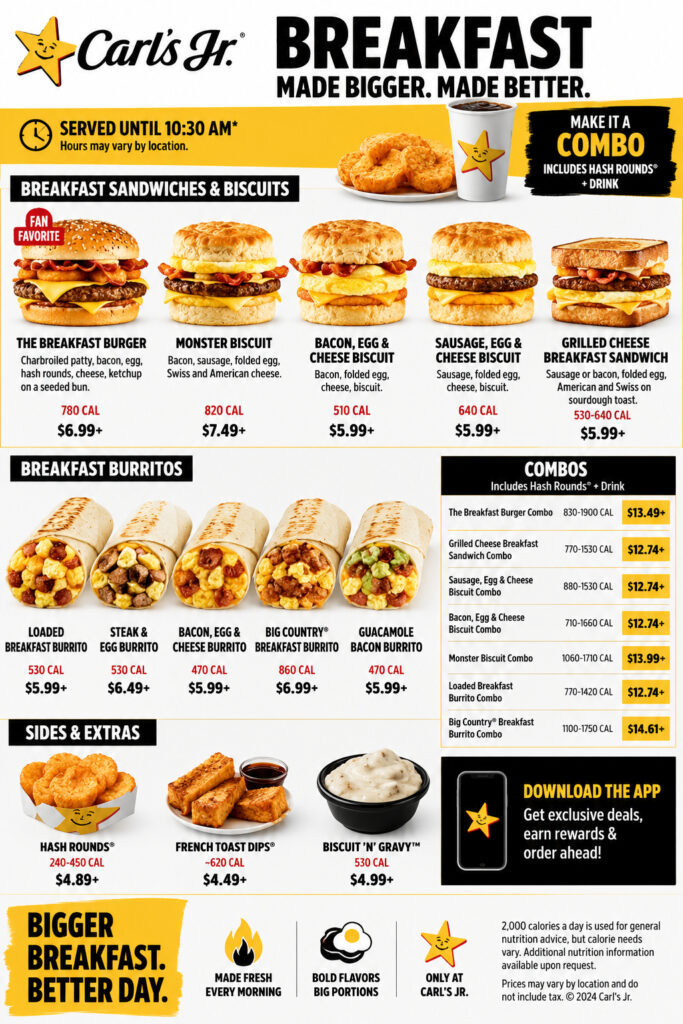 Carl’s Jr. Breakfast Menu